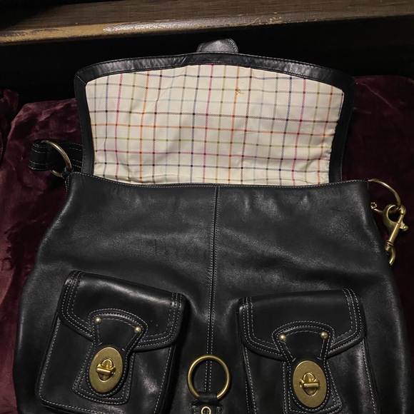 Coach Black Leather Shoulder Bag with Gold Accents - Picture 3 of 6